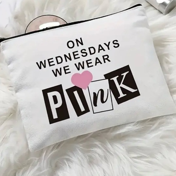 Mean Girls Handbags - On Wednesdays We Wear Pink Cosmetic/ Travel Bag with Zipper Brand NEW